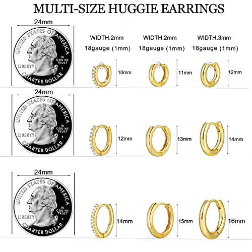Small Gold Hoop Earrings for Women Men, Silver Huggie Hoop Earrings Pack, Hypoallergenic Tiny Cubic Zirconia Earrings Set, 9 Pairs Mini Cartilage Hoop Ear Piercing Jewelry (A-9 Pairs Gold) | The Storepaperoomates Retail Market - Fast Affordable Shopping