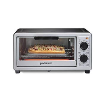 Proctor Silex 4 Slice Countertop Toaster Oven, Multi-Function with Bake, Toast and Broiler, 1100 Watts, 30 min timer and auto-shutoff, Includes Backing Pan and Rack, Black and Silver (31260) | The Storepaperoomates Retail Market - Fast Affordable Shopping