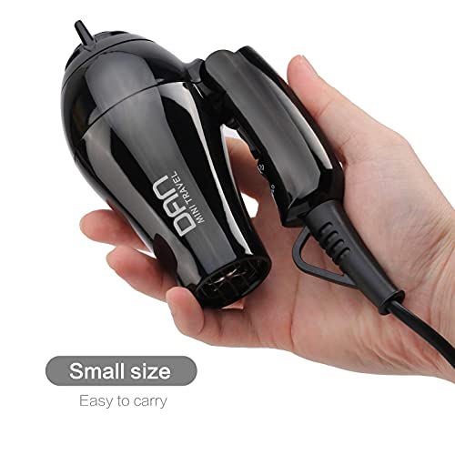 Dan Technology Travel Hair Dryer,Compact Hair Dryer,Portable Mini Blow Dryer with Concentrator&Diffuser,European Hair Dryer with European Plug,Folding Handle Lightweight,Fast Drying for Women and Men | The Storepaperoomates Retail Market - Fast Affordable Shopping
