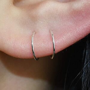 7mm Small Sterling Silver Cartilage Helix Nose Huggie Hoop Earrings for Women
