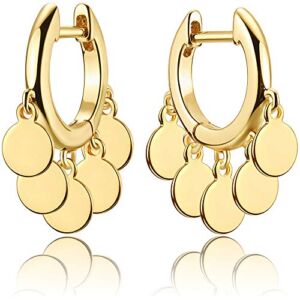 Mevecco Gold Disc Tassel Huggie Hoop Earrings 18K Gold Plated Dainty Small Disk Tassel Dangle Drop Huggy Sleeper Earrings for Women Gift for Her