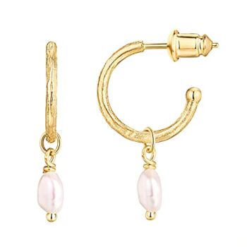 PAVOI 14K Yellow Gold Plated 925 Sterling Silver Post Huggie With Dangle | Small Hoop Earrings With Posts For Women | Trendy Pearl Dangle Hoop Earrings |Baroque Pearl Huggie Earrings | The Storepaperoomates Retail Market - Fast Affordable Shopping
