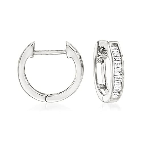 Ross-Simons 0.10 ct. t.w. Diamond Huggie Hoop Earrings in Sterling Silver | The Storepaperoomates Retail Market - Fast Affordable Shopping