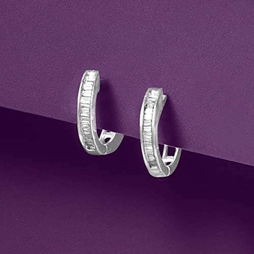 Ross-Simons 0.10 ct. t.w. Diamond Huggie Hoop Earrings in Sterling Silver | The Storepaperoomates Retail Market - Fast Affordable Shopping