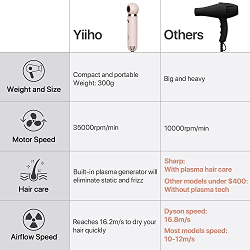 Yiiho Ionic Hair Dryer – Professional Hair Blow Dryer with Dual Ionic Technology – Powerful 1800W Plasma Hair Dryer with 3 Intelligent Heating Modes – Fast Drying Blow Dryer – No Hair Damage | The Storepaperoomates Retail Market - Fast Affordable Shopping