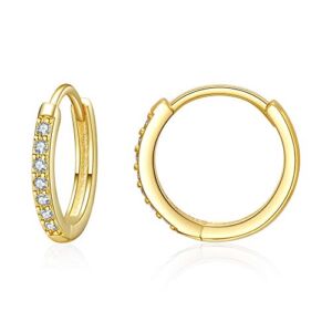 Small Hoop Huggies Earrings 14K Gold Plated S925 Sterling Silver Cubic Zirconia Huggie Cuff Earrings Valentine’s Day Jewelry Gift for Women Men