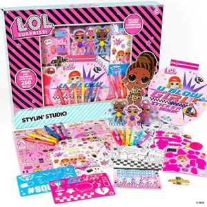 L.O.L. Surprise! Stylin’ Studio by Horizon Group USA,Decorate LOL Surprise Paper Dolls With 250+ Accessories,Includes DIY Activity Book, Scratch Art,Sticker Sheet,Coloring Pages,Markers,Crayons & More , Pink