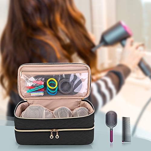 Teamoy Double-Layer Travel Organizer Bag Compatible with Dyson Supersonic Hair Dryer, Portable Travel Storage Bag for Hair Dryer and Attachments, Black(BAG ONLY) | The Storepaperoomates Retail Market - Fast Affordable Shopping