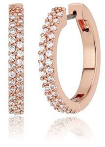 kate spade new york”Pave Huggies” Save The Date Pave Huggies Clear/Rose Gold Drop Earrings