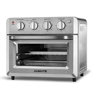 Countertop Convection Toaster Oven, AUMATE Kitchencore 7-in-1 Air Fryer Toaster Oven, Knob Control Pizza Oven with Timer/Auto-Off, 4 Accessories and Recipe Included, 19 QT, 1550W, Stainless Steel