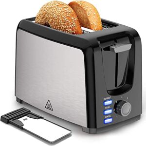 Toaster 2 Slice Wide Slot Best Rated Prime Black Toasters the Best 2 Slice Wide for Bagel Bread Waffle Two Slice Toaster with 7 Bread Shade Settings and Bagel, Defrost, Cancel Function Tosterster 2 Slices with Removable Crumb Tray