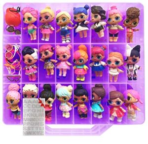 HOME4 LOL Double Sided Storage Container – No BPA – Organizer Case – 48 Compartments – Compatible with Dolls LOL lils, Pets, Surprise Tiny Toys, Shopkins, Accessories, Beads, Crafts (Purple)