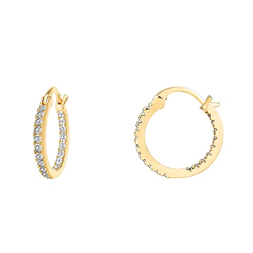 PAVOI 14K Gold Plated 925 Sterling Silver Post Cubic Zirconia Hoop Earrings | Small Yellow Gold Hoops | The Storepaperoomates Retail Market - Fast Affordable Shopping