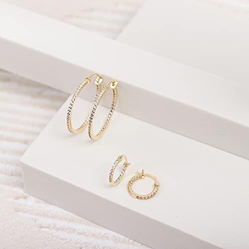 PAVOI 14K Gold Plated 925 Sterling Silver Post Cubic Zirconia Hoop Earrings | Small Yellow Gold Hoops | The Storepaperoomates Retail Market - Fast Affordable Shopping