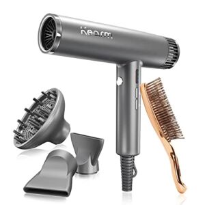 Kearm Brushless Hair Dryer,Professional Ionic Leafless Blow Dryer1730w105000rpm/M Fast Drying Hairdryer,High-Speed Silent Blowdryer, with Reverse Hair Dryer Auto-Clean for Women Travel and Gift