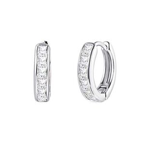 Barzel 18K Gold Plated Cubic Zirconia Huggie Cuff Earrings with One Round Stone (Silver)