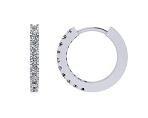 Round Huggie Hoop Earrings Zirconia in 925 Sterling Silver For Women, Men, & Teens – Platinum Plated