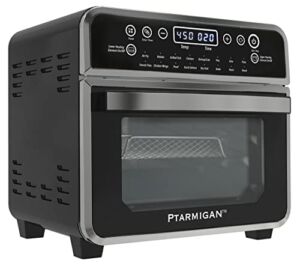 Ptarmigan 16 Quart Air Fryer Toaster Oven Combo,Premium 1600W 16-in-1 Toaster Oven Air Fryer Combo with Digital Display and Adjustable Settings, 7 Dish Washer Safe Accessories and 16 Smart Presets for Oil-Less Air Fry, Rotisserie, Dehydrate, Bake and Roas