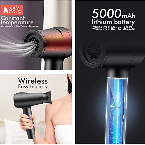 Wireless Hair Dryer, Rechargeable Cordless Hair Dryers, Portable Travel Hairdryer, Hot/Cold Wind, Fast Charge 5000mAh Rechargeable Battery,White… | The Storepaperoomates Retail Market - Fast Affordable Shopping