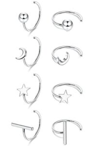Dochais 925 Sterling Silver Hoop Earrings for Women Huggie Half Silver Hoops Earrings Small Huggie Hoop Earrings Hypoallergenic Hoop Earrings Half Hoops Cartilage Piercing Earrings