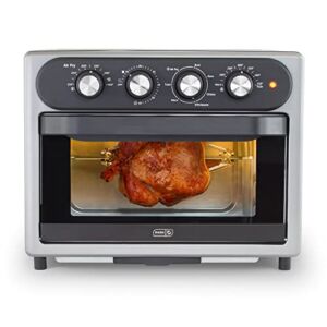 Dash Chef Series 7 in 1 Convection Toaster Oven Cooker, Rotisserie + Electric Air Fryer with Non-stick Fry Basket, Baking Pan & Rack, Skewers, Drip Tray & Recipe Book, 23L, Graphite