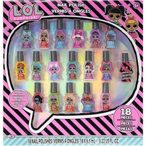 L.O.L Surprise! Townley Girl Non-Toxic Peel-Off Nail Polish Set with Glittery, Shimmer & Opaque Colors including 1 Surprise Bottle for Girls Ages 5+ Perfect for Parties, Sleepovers & Makeovers, 18 Pcs