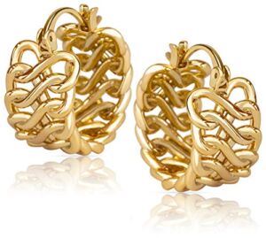 14k Gold Braided Huggie Hoop Earrings for Women, Gold Chunky Hoops | Gold Huggie Earrings for Women,14 karat Gold Hoop Earrings | Chunky Gold Hoop Earrings, Chunky Gold Hoops