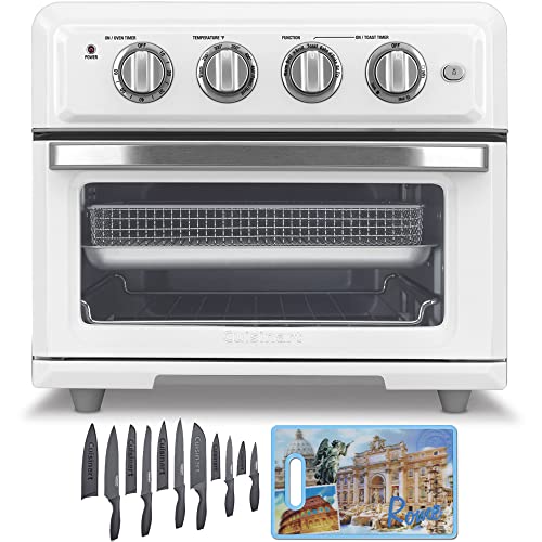 Cuisinart TOA-60W Convection Toaster Oven Air Fryer with Light White Bundle with Cuisinart 12 Piece Ceramic Coated Cutlery Set Matte Black and Cuisinart 3D City Collection Rome Cutting Board | The Storepaperoomates Retail Market - Fast Affordable Shopping