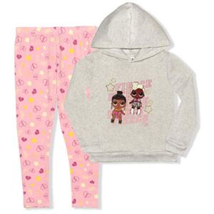 LOL Surprise Dolls Girls’ Hoodie and Legging Pant Set for Little Kids – Pink/Grey