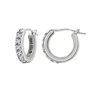 Amazon Collection Platinum Plated Sterling Hoop Earrings set with Round Cut Infinite Elements Cubic Zirconia (3/4 cttw), .5″ Diameter