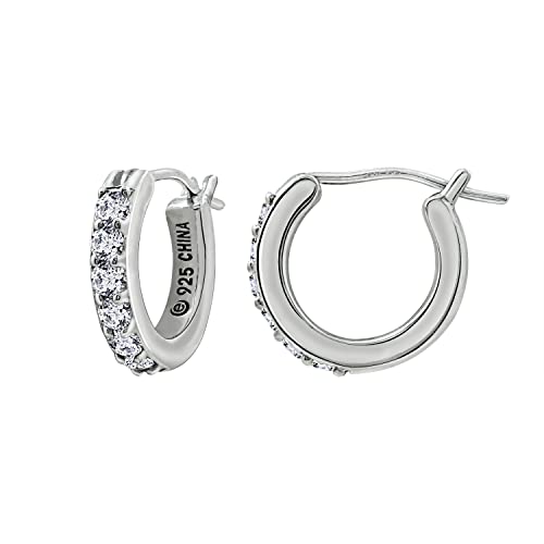Amazon Collection Platinum Plated Sterling Hoop Earrings set with Round Cut Infinite Elements Cubic Zirconia (3/4 cttw), .5″ Diameter | The Storepaperoomates Retail Market - Fast Affordable Shopping