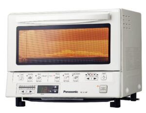 Panasonic 1300 Watts FlashXpress Toaster Oven, Features Instant Double Infrared Heating, with 6 Illustrated Preset Buttons and Automatically Calculates Cooking Time, Includes a Digital Timer with Reminder Beep and a 9″ Square Inner Tray with Removable Cru