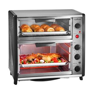 NutriChefKitchen Multi-Functional Dual Oven Cooker, Toaster, Broiler Roast And Rotisserie Convection Cooking Ready, Large Capacity, For Kitchen Table Or Countertop Use, One size (PKMFT028)