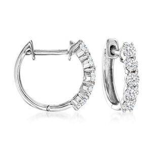Ross-Simons 0.50 ct. t.w. Round Brilliant-Cut Diamond Huggie Hoop Earrings in 14kt White Gold