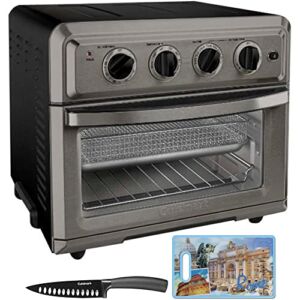 Cuisinart TOA-60BKS Convection Toaster Oven Air Fryer with Light Black Stainless Bundle with Cuisinart Classic Nonstick Edge 6 inch Chef’s Knife Black and Cuisinart 3D City Collection Rome Cutting Board
