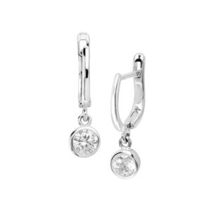 Silpada ‘in the Loop’ Huggie Hoop Earrings with Cubic Zirconias in Sterling Silver