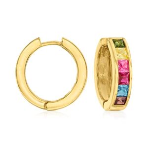 Ross-Simons 1.80 ct. t.w. Multicolored Simulated Sapphire Huggie Hoop Earrings in 18kt Gold Over Sterling