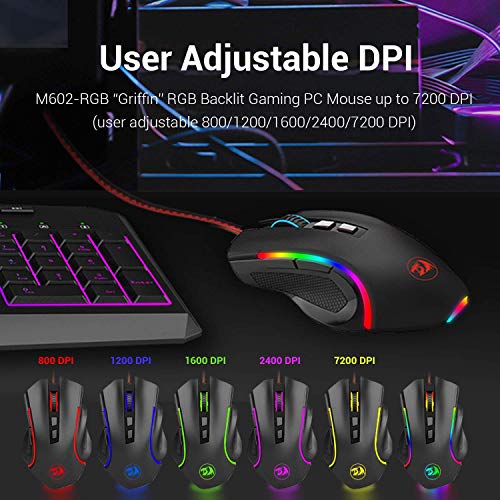 Redragon M602 RGB Wired Gaming Mouse RGB Spectrum Backlit Ergonomic Mouse Griffin Programmable with 7 Backlight Modes up to 7200 DPI for Windows PC Gamers (Black) | The Storepaperoomates Retail Market - Fast Affordable Shopping