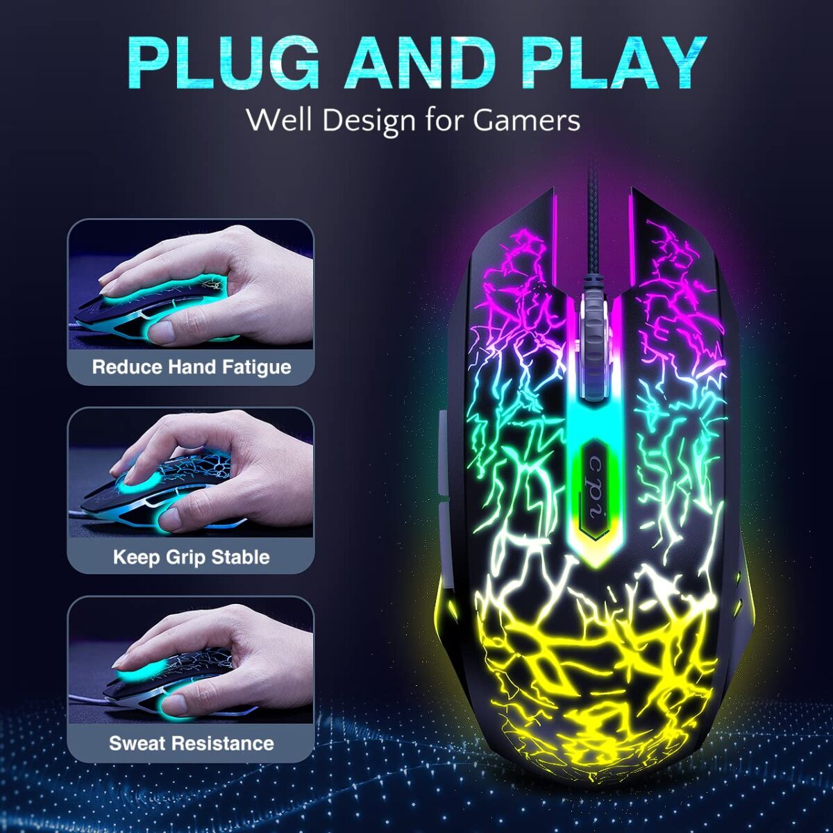 BENGOO Gaming Mouse Wired, USB Optical Computer Mice with RGB Backlit, 4 Adjustable DPI Up to 3600, Ergonomic Gamer Laptop PC Mouse with 6 Programmable Buttons for Windows 7/8/10/XP Vista Linux -Black | The Storepaperoomates Retail Market - Fast Affordable Shopping