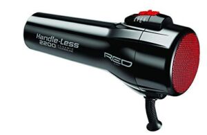 RED by KISS Handless 2200 Ceramic Tourmaline Dryer 3 Styling Attachments Included Heat Setting