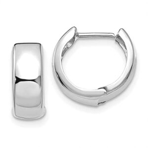 14k White Gold Huggie Hinged Hoop Earrings Ear Hoops Set Round Fine Jewelry For Women Gifts For Her