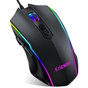 RGB Gaming Mouse Wired,PC Gaming Mouse with 8 Programmable Buttons,Chroma RGB Backlits,Adjustable 7200 DPI,Rubber Side Grips,On-Board Memory,Ergonomic USB Computer Mice for Windows/PC/Mac/Laptop Gamer