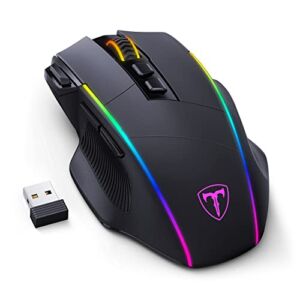 RisoPhy Wireless Gaming Mouse,Tri-Mode 2.4G/USB-C/Bluetooth Mouse Up to 10000DPI,Chroma RGB Backlit,Ergonomic Mouse with 8 Programmable Buttons,On-Board Memory,Wireless Mouse for Laptop,PC,Mac Gamer