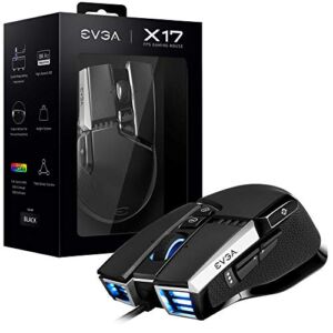 EVGA X17 Gaming Mouse, Wired, Black, Customizable, 16,000 DPI, 5 Profiles, 10 Buttons, Ergonomic 903-W1-17BK-KR