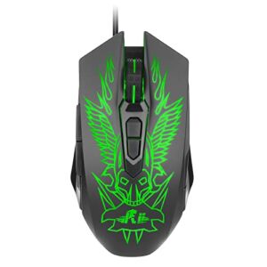 Rii RM202 Wired Gaming Mouse,Ergonomic USB Optical Computer Mice with RGB Backlit,Programmable Buttons Mice,1200 to 12800 DPI for PC/Laptop Computer Games&Work,Home&Office(Black)