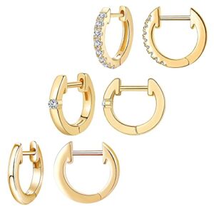 Doubgood Gold Huggie Earrings for Women Silver Small Huggie Hoop Earrings for women Girls 14K Gold Plated Hoops Cubic Zirconia Gift 12MM