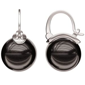 Lova Jewelry Pearl Drop Earrings Huggie Hoop Earrings for Women (Black)
