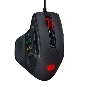 Redragon M811 Aatrox MMO Gaming Mouse, 15 Programmable Buttons Wired RGB Gamer Mouse w/ Ergonomic Natural Grip Build, 10 Side Macro Keys, Software Supports DIY Keybinds & Backlit
