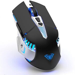 Bluetooth Mouse, Rechargeable Wireless Gaming Mouse Multi Device(BT 5.0/3.0+USB) with Side Buttons, RGB LED Light up Ergonomic Cordless Computer Mice for Laptop/PC/iPad/Mac/MacBook Pro/Tablet (Black)