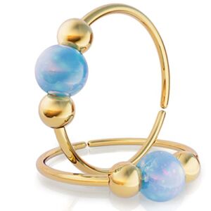 Gold Hoop Earrings for women – Blue Opal Huggie Earrings- Lobe Snug Hoop Earring- Gold Hoop Earrings – Minmalist Earrings – Dainty Hoop Earrings for Lobe